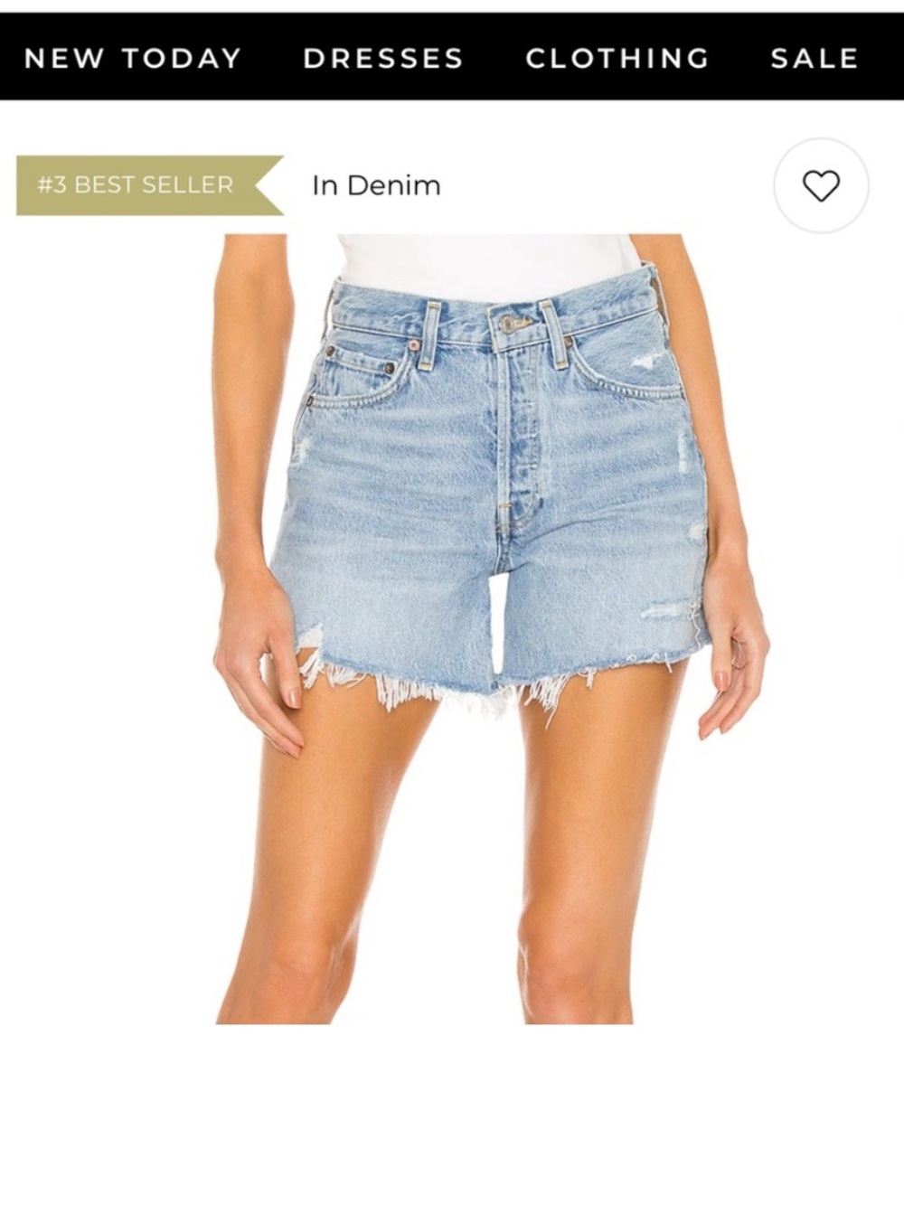 Agolde Light Blue Distressed Denim Jean Shorts